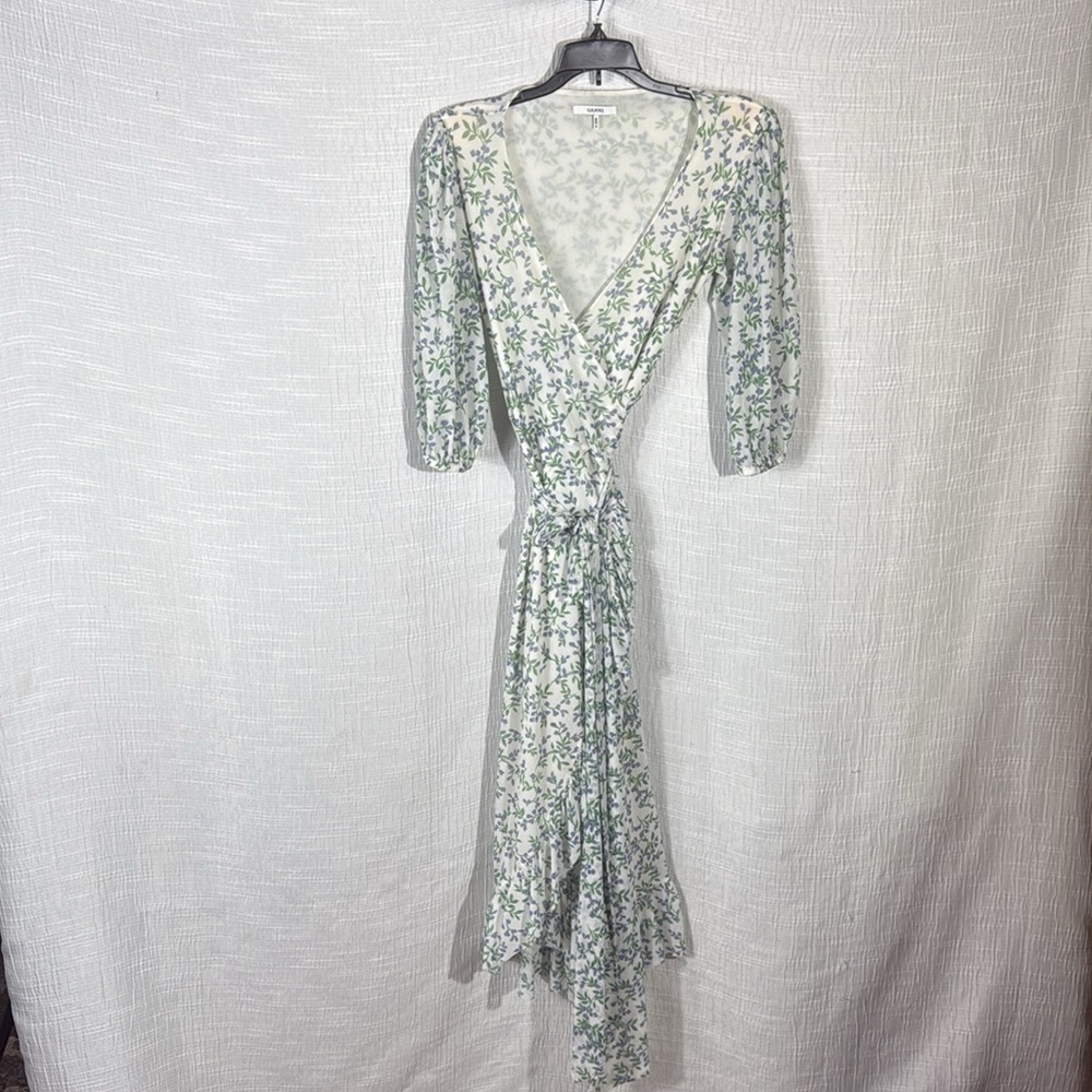 Ganni Blue and Green Floral Midi Dress - Picture 4 of 11